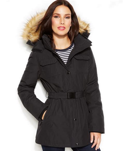 michael michael kors faux fur trim hooded puffer jacket|Michael Kors packable jacket.